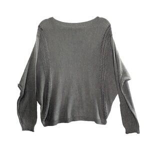 VENTI6 Women Metallic Silver Sweater Boat Neck Pullover Stretch Sz M Gray 4-24
